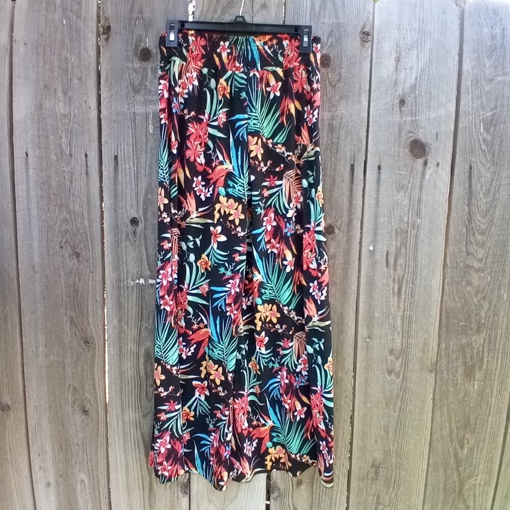 Wide leg Tropical Print Pants Drapers & Damons PS Pull-on Elastic Waistband